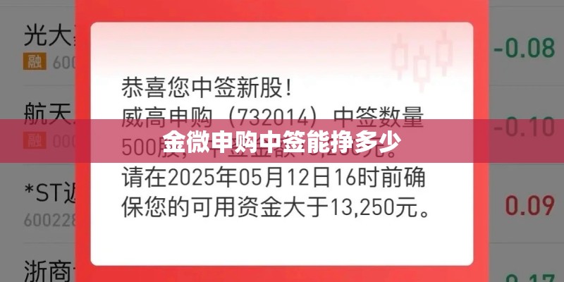 金微申购中签能挣多少