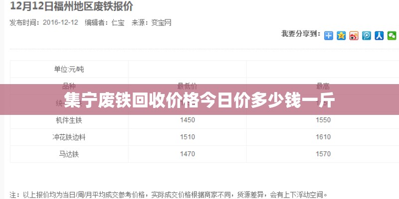 集宁废铁回收价格今日价多少钱一斤